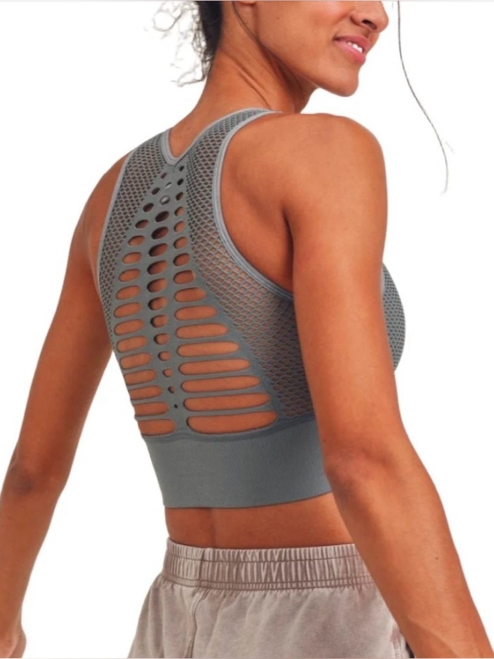 MONO B Laser Cut Sports Bra with Padding Color Sea Pristine Size M